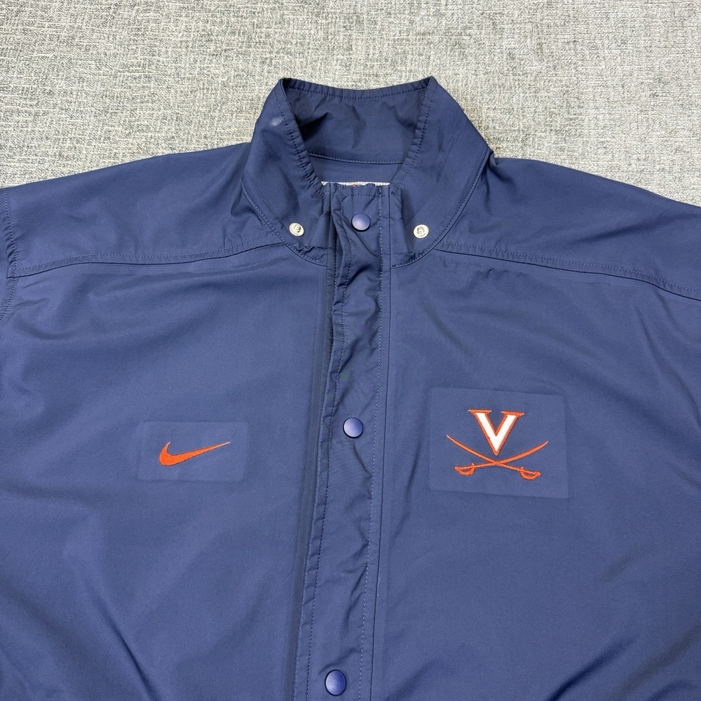 Nike Team Virginia Cavaliers Jacket Mens L Navy Full Zip Snap Windbreaker Rain - Picture 5 of 14